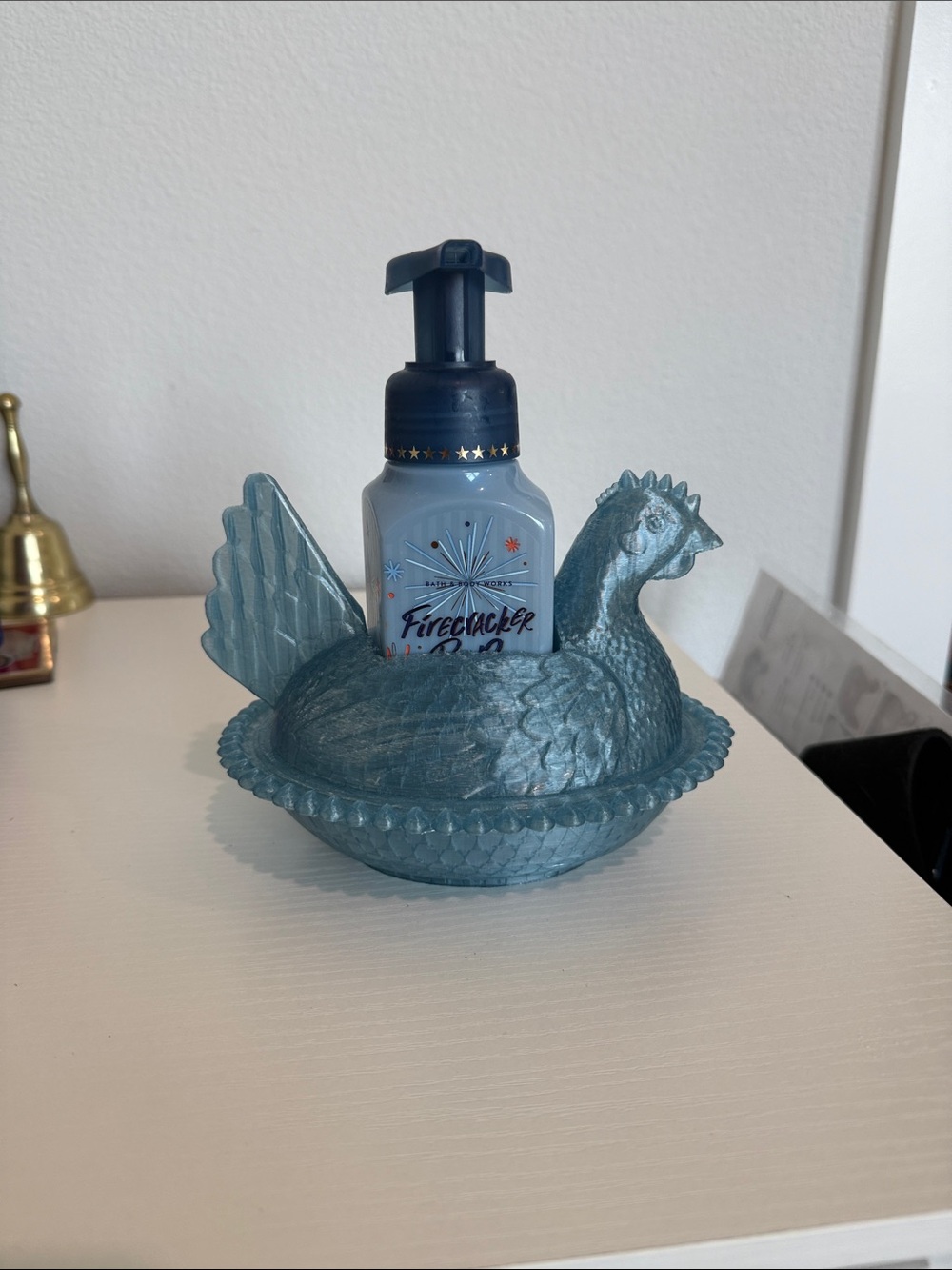 Blue Hen on Nest Soap Dish works with Bath and body works soap